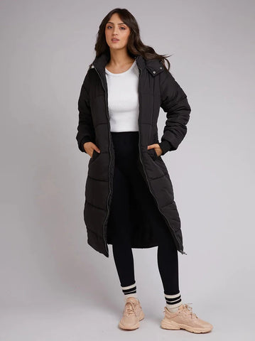 All About Eve Zoe Long Line Puffer Black