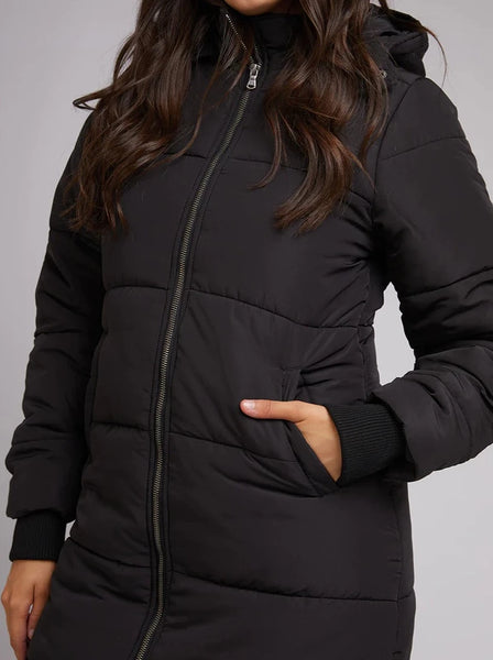 All About Eve Zoe Long Line Puffer Black
