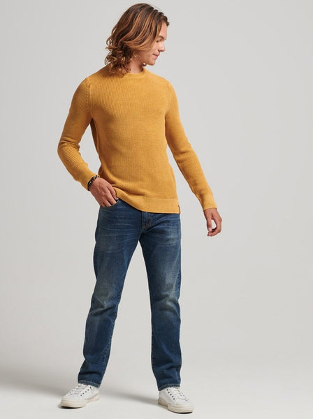 Super Dry Academy Dyed Textured Jumper Washed Tumeric Tan