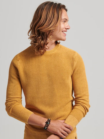 Super Dry Academy Dyed Textured Jumper Washed Tumeric Tan