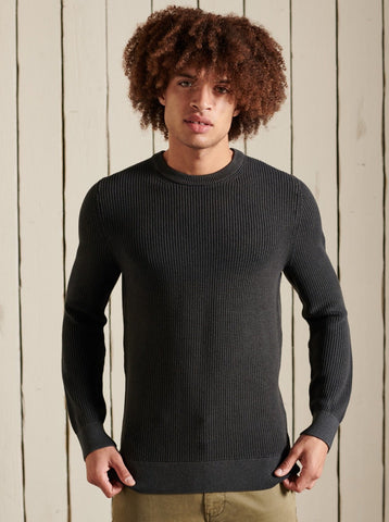 Superdry Academy Dyed Textures Crew - Washed Carbon Black