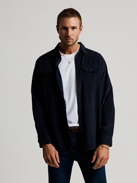 Mr Simple Corduroy LS Shirt - Navy  