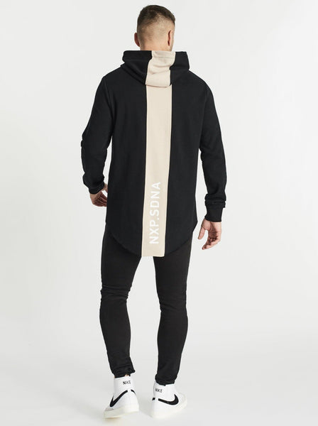 Unclean Dual Curved Hooded Sweater - Jet Black