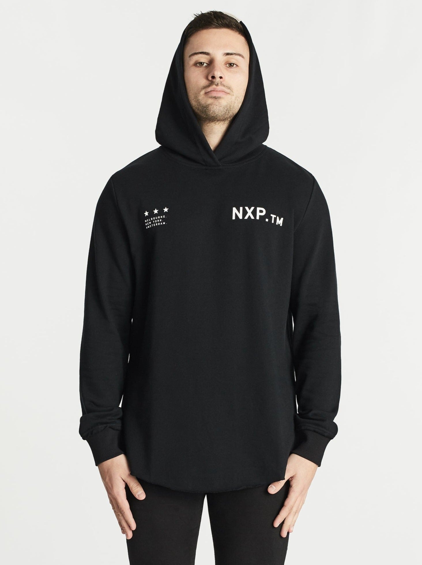 NXP Unclean Dual Curved Hooded Sweater - Jet Black